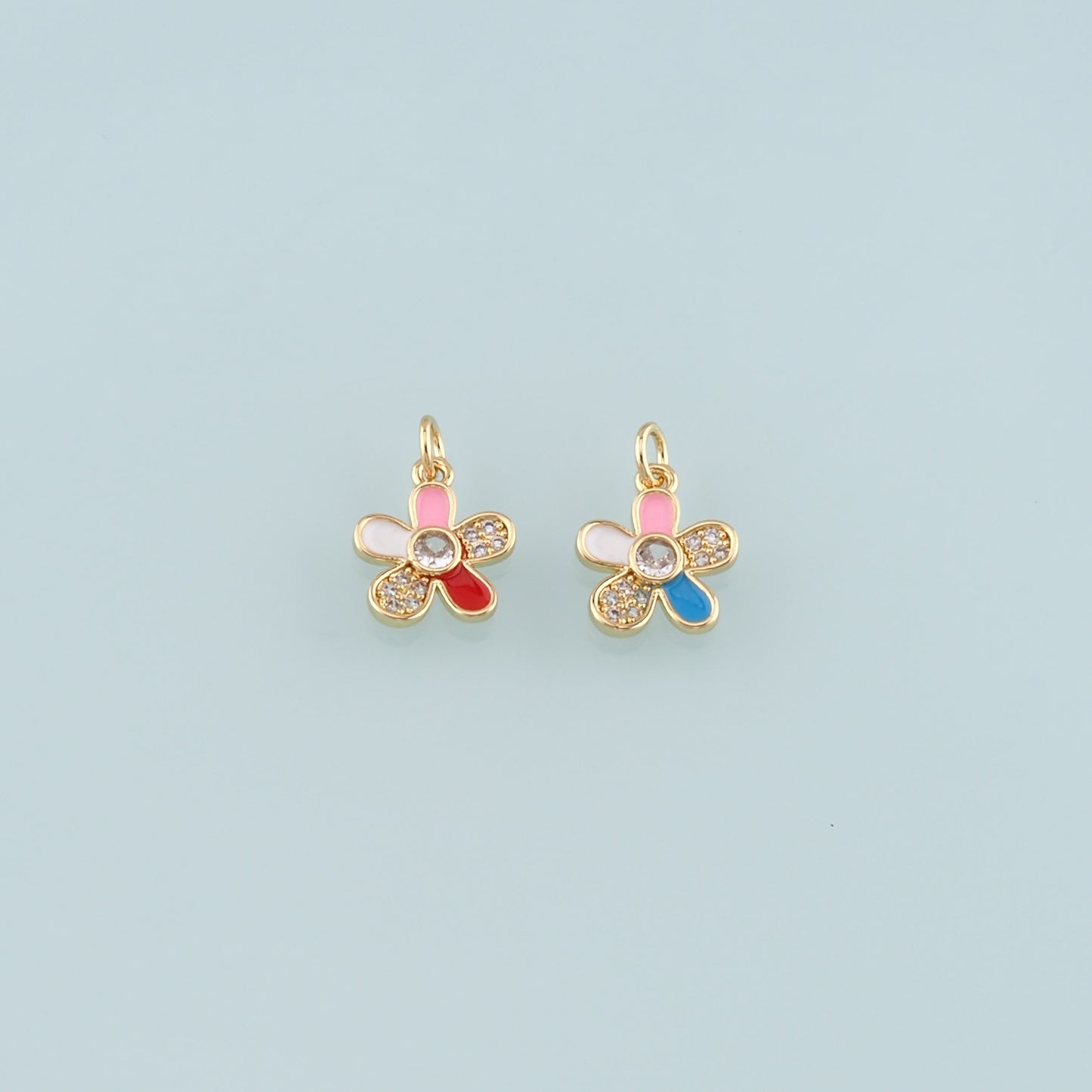 Gold Flower Charms,18K Gold Filled Flower Pendant,Enamel Flower Charm Bracelet Necklace for DIY Jewelry Making Supply
