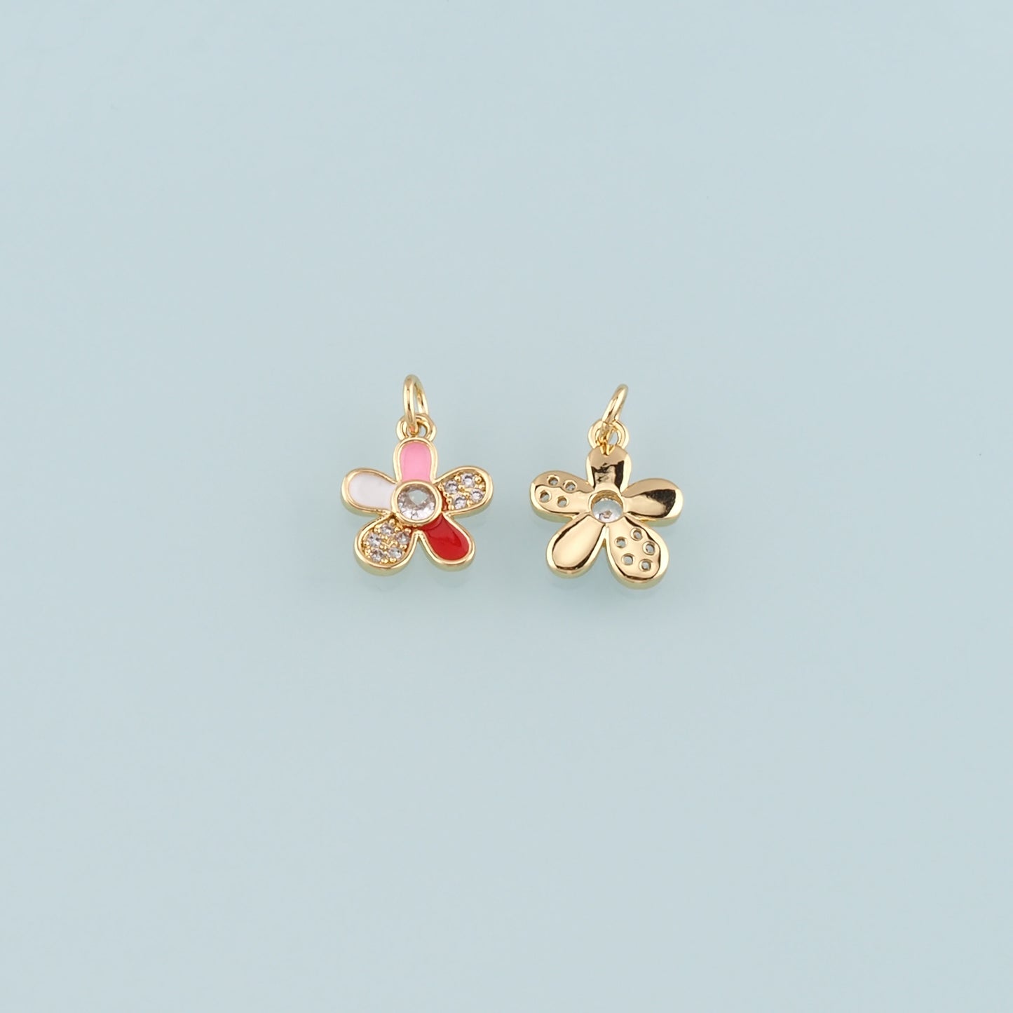 Gold Flower Charms,18K Gold Filled Flower Pendant,Enamel Flower Charm Bracelet Necklace for DIY Jewelry Making Supply