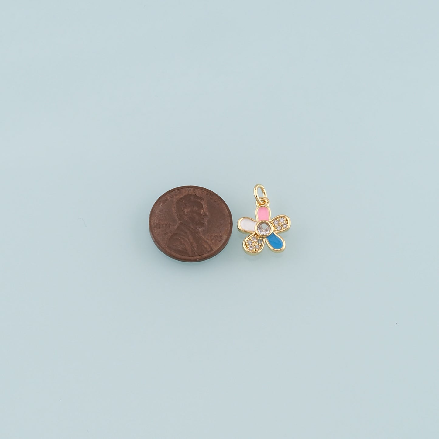 Gold Flower Charms,18K Gold Filled Flower Pendant,Enamel Flower Charm Bracelet Necklace for DIY Jewelry Making Supply