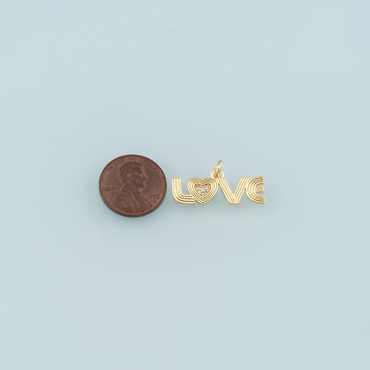 18K Gold Filled Love Pendant,CZ Micro Pave Heart Charm Bracelet Necklace for DIY Jewelry Making Supply
