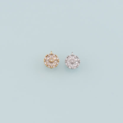 Gold Flower Charms,18K Gold Filled Flower Pendant,CZ Micro Pave Flower Charm Bracelet Necklace for DIY Jewelry Making Supply