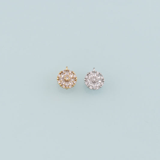 Gold Flower Charms,18K Gold Filled Flower Pendant,CZ Micro Pave Flower Charm Bracelet Necklace for DIY Jewelry Making Supply