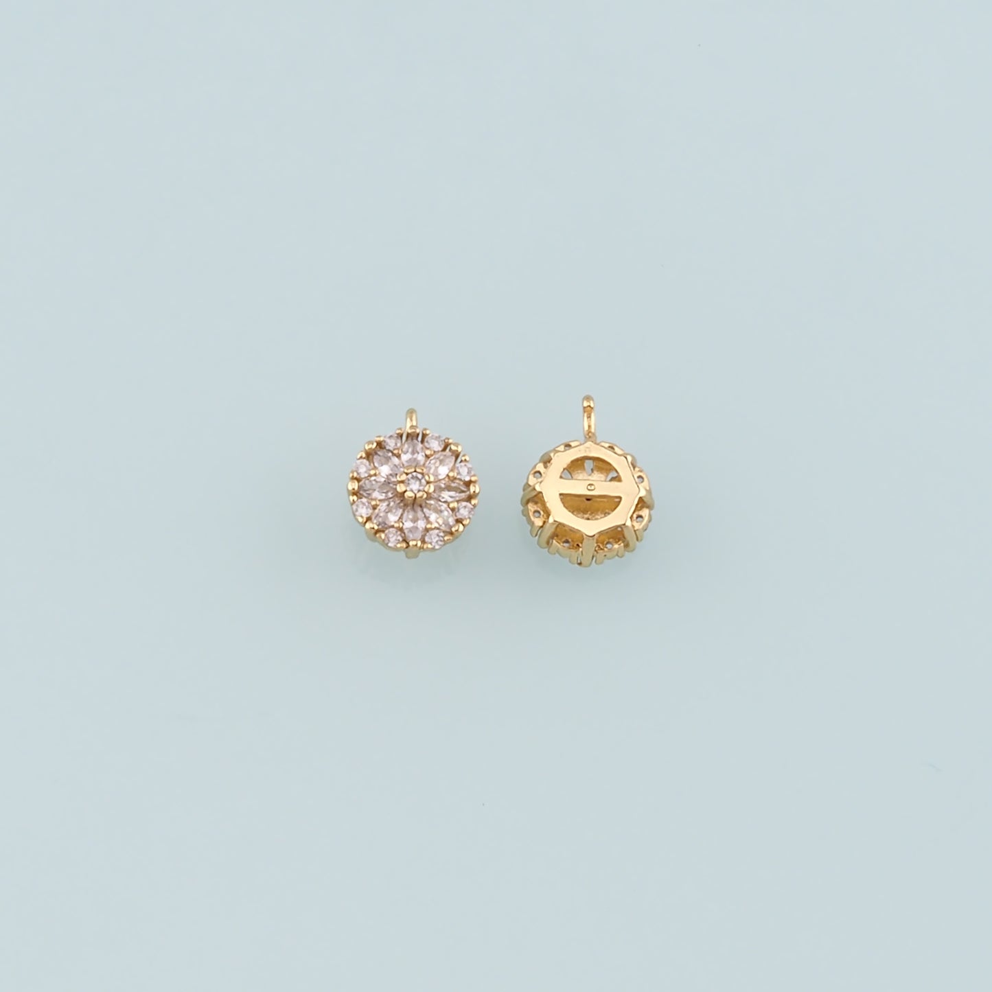 Gold Flower Charms,18K Gold Filled Flower Pendant,CZ Micro Pave Flower Charm Bracelet Necklace for DIY Jewelry Making Supply