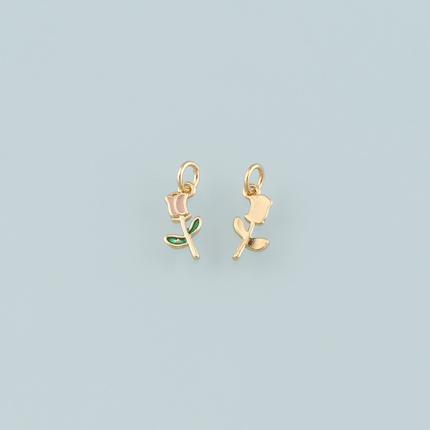 Gold Flower Charm,18K Gold Filled Tulip Pendant,Enamel Flower Charm Bracelet Necklace for DIY Jewelry Making Supply