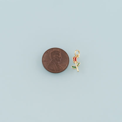 Gold Flower Charm,18K Gold Filled Tulip Pendant,Enamel Flower Charm Bracelet Necklace for DIY Jewelry Making Supply