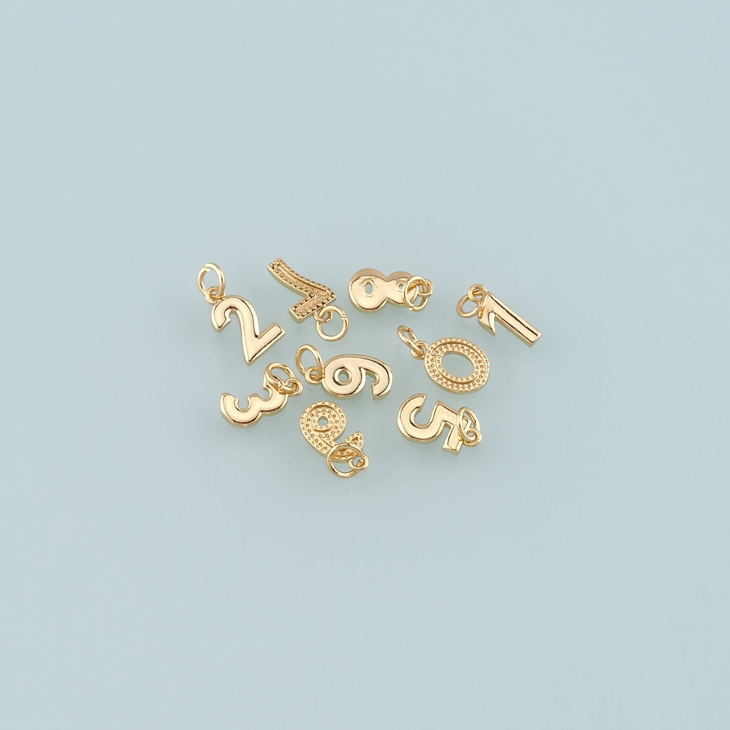 18K Gold Filled Number Pendant,Dainty Number Charm Bracelet Necklace for DIY Jewelry Making Supply
