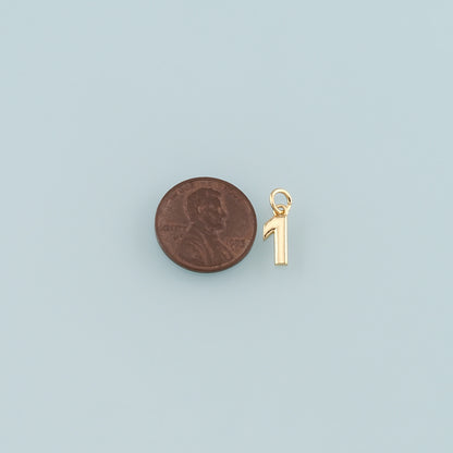 18K Gold Filled Number Pendant,Dainty Number Charm Bracelet Necklace for DIY Jewelry Making Supply