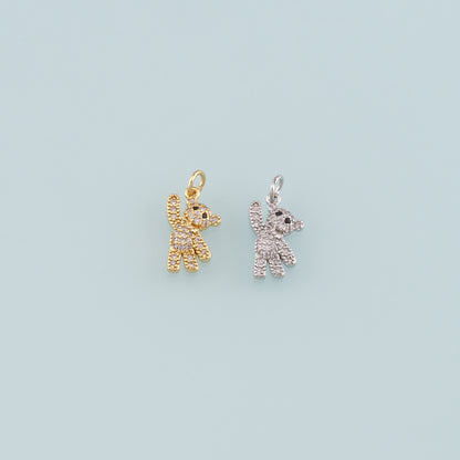 18K Gold Filled Bear Pendant,CZ Micro Pave Bear Charm Bracelet Necklace for DIY Jewelry Making Supply