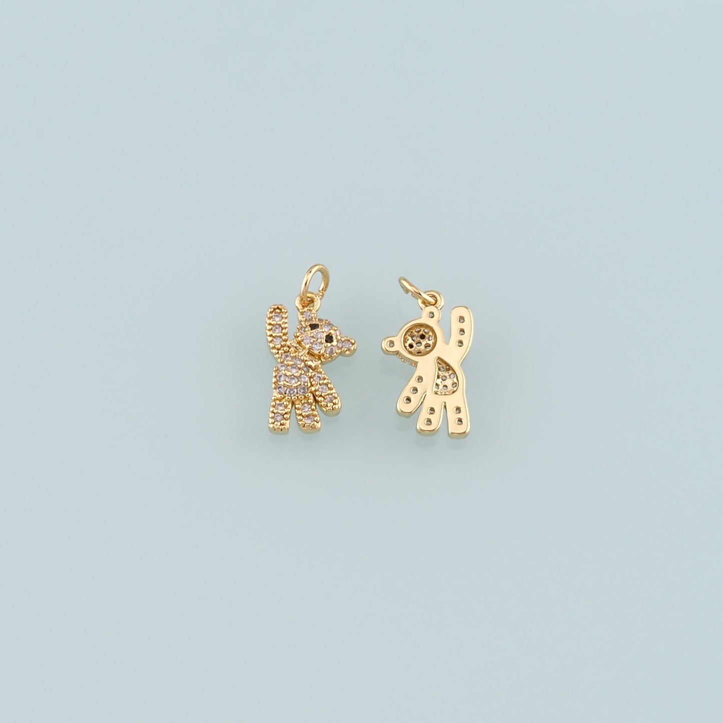 18K Gold Filled Bear Pendant,CZ Micro Pave Bear Charm Bracelet Necklace for DIY Jewelry Making Supply