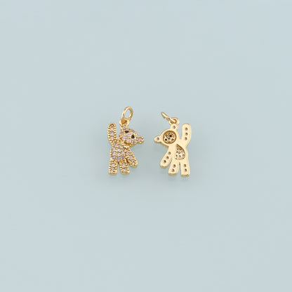 18K Gold Filled Bear Pendant,CZ Micro Pave Bear Charm Bracelet Necklace for DIY Jewelry Making Supply