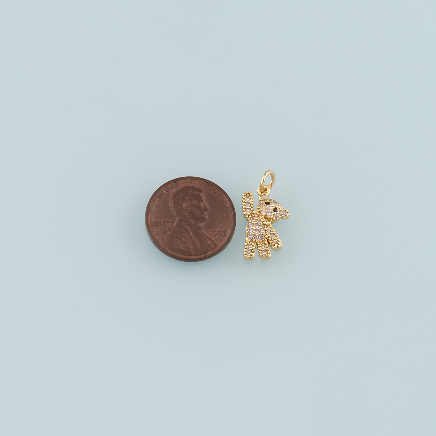 18K Gold Filled Bear Pendant,CZ Micro Pave Bear Charm Bracelet Necklace for DIY Jewelry Making Supply