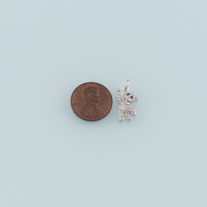 18K Gold Filled Bear Pendant,CZ Micro Pave Bear Charm Bracelet Necklace for DIY Jewelry Making Supply