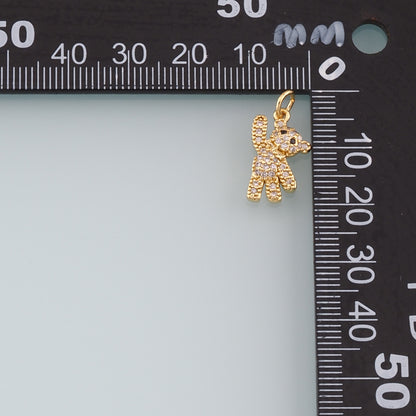 18K Gold Filled Bear Pendant,CZ Micro Pave Bear Charm Bracelet Necklace for DIY Jewelry Making Supply