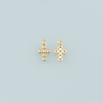 Gold Cross Charms,18K Gold Filled Cross Pendant,Religion Charm Bracelet Necklace for DIY Jewelry Making Supply