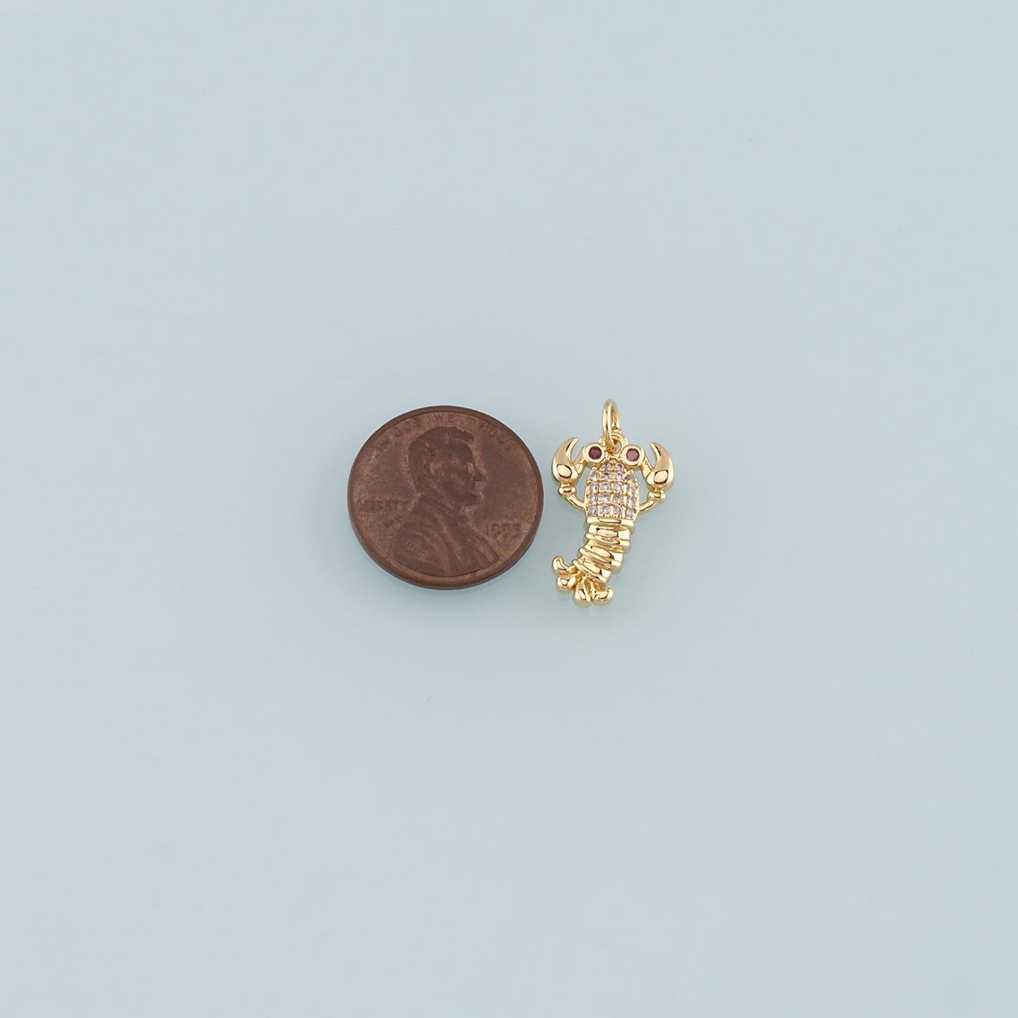 Cute Lobster Charms,18K Gold Filled CZ Micro Pave Lobster Pendant,kawaii Ocean Charm Bracelet Necklace for DIY Jewelry Making Supply