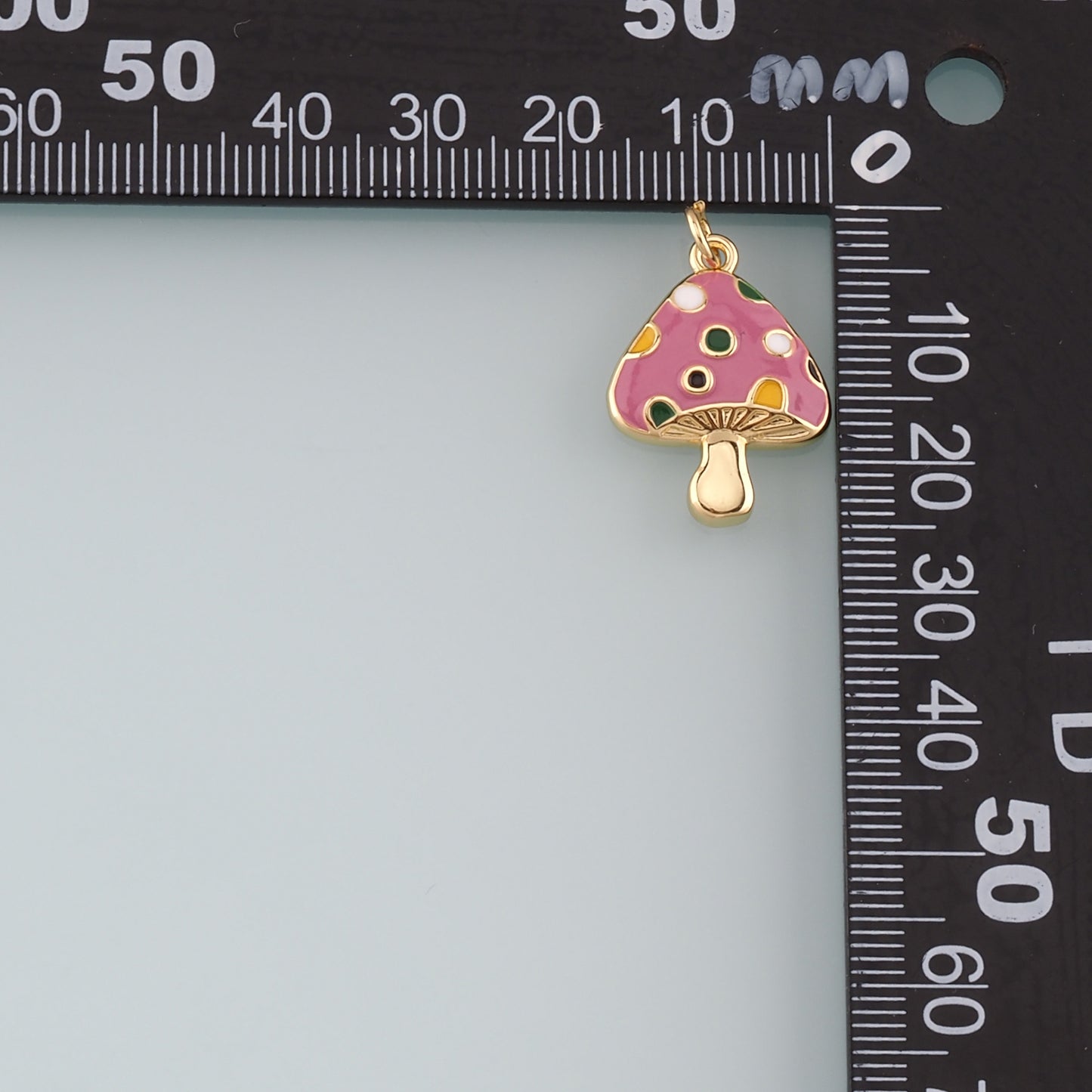 18K Gold Filled Mushroom Pendant,Enamel Mushroom Charm Bracelet Necklace for DIY Jewelry Making Supply