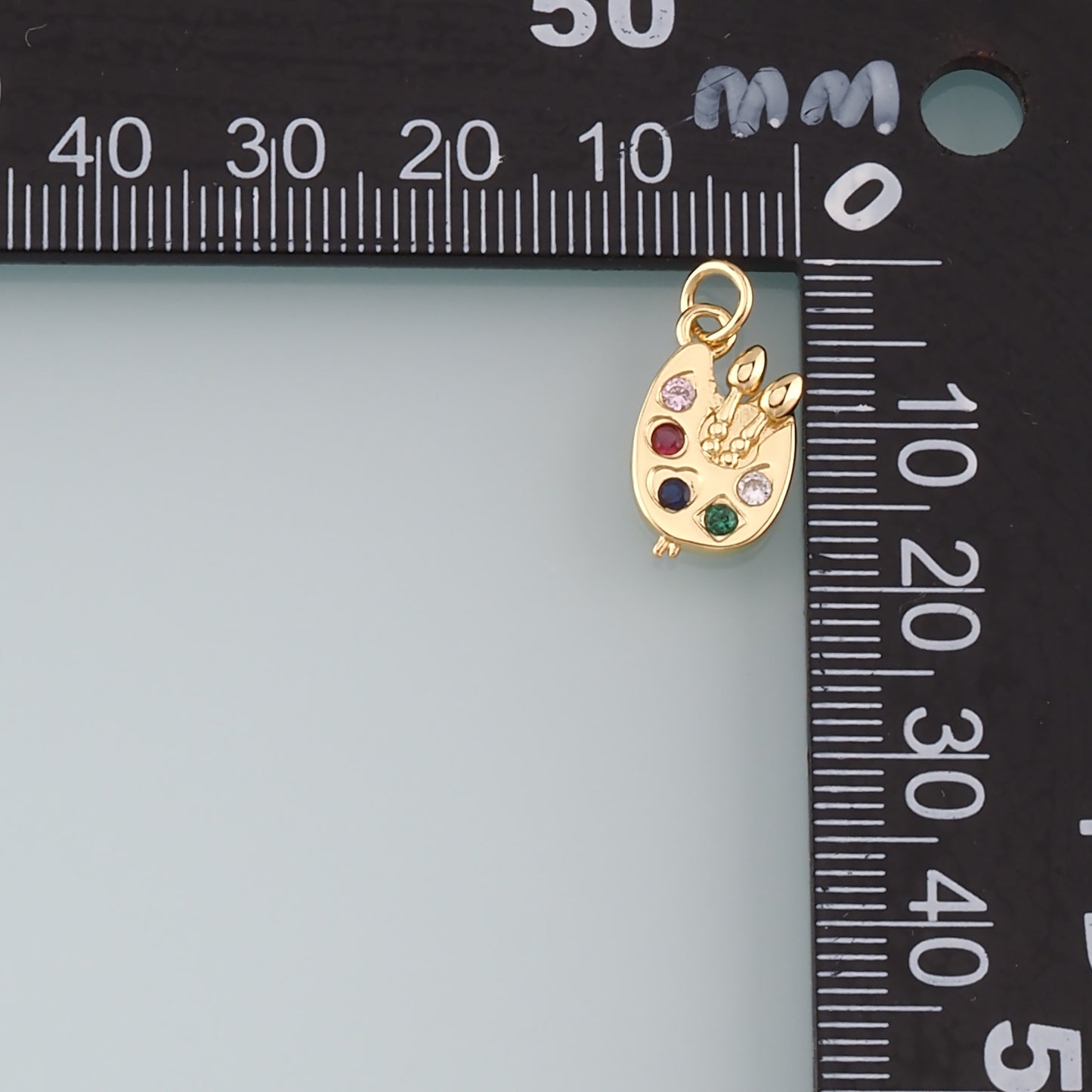 18K Gold Filled Palette Pendant,CZ Micro Pave Painter Charm Bracelet Necklace for DIY Jewelry Making Supply