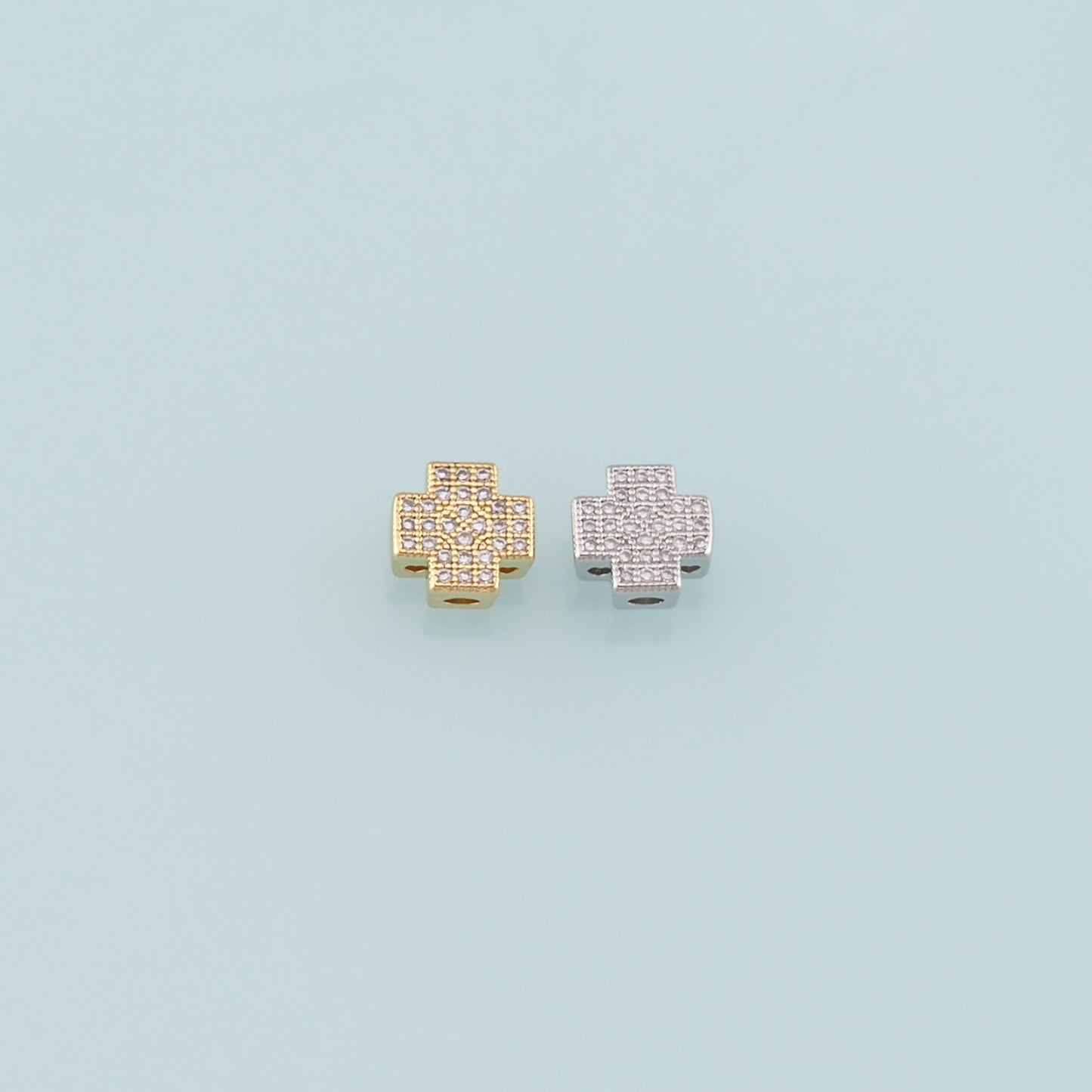 Gold Cross Spacer Beads Charms,18K Gold Filled Cross Bracelet Necklace for DIY Jewelry Making Supply