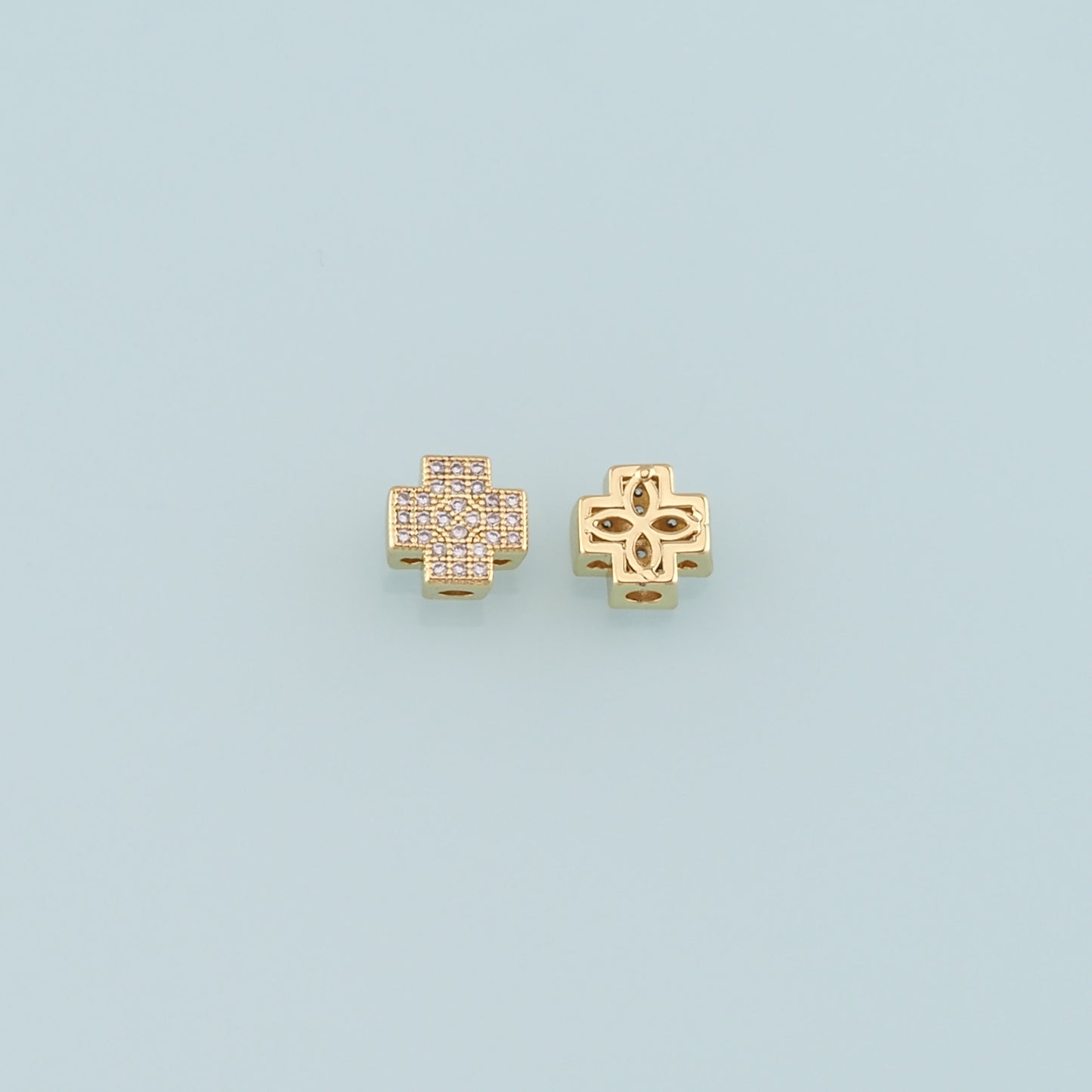 Gold Cross Spacer Beads Charms,18K Gold Filled Cross Bracelet Necklace for DIY Jewelry Making Supply