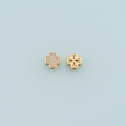 Gold Cross Spacer Beads Charms,18K Gold Filled Cross Bracelet Necklace for DIY Jewelry Making Supply
