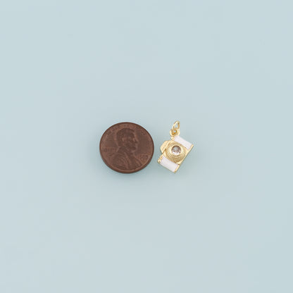 Gold Camera Charms,18K Gold Filled Camera Pendant,Enamel Camera Charm Bracelet Necklace for DIY Jewelry Making Supply