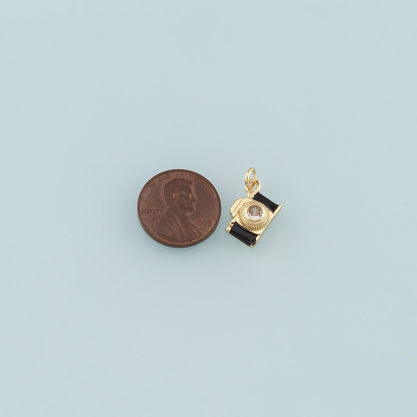 Gold Camera Charms,18K Gold Filled Camera Pendant,Enamel Camera Charm Bracelet Necklace for DIY Jewelry Making Supply