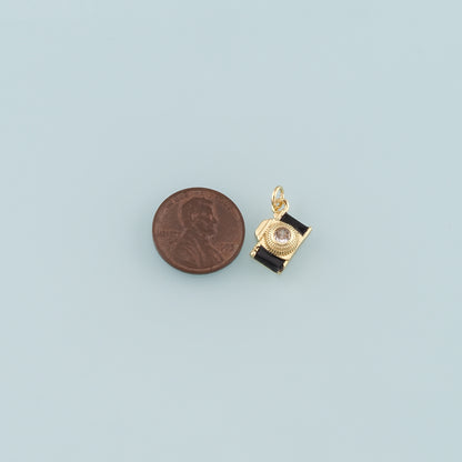 Gold Camera Charms,18K Gold Filled Camera Pendant,Enamel Camera Charm Bracelet Necklace for DIY Jewelry Making Supply