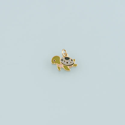 Gold Ocean Charms,18K Gold Filled Turtle Pendant,Enamel Turtle Charm Bracelet Necklace for DIY Jewelry Making Supply