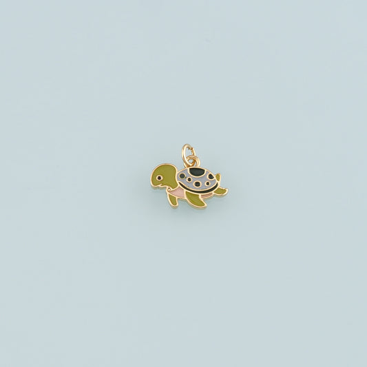 Gold Ocean Charms,18K Gold Filled Turtle Pendant,Enamel Turtle Charm Bracelet Necklace for DIY Jewelry Making Supply