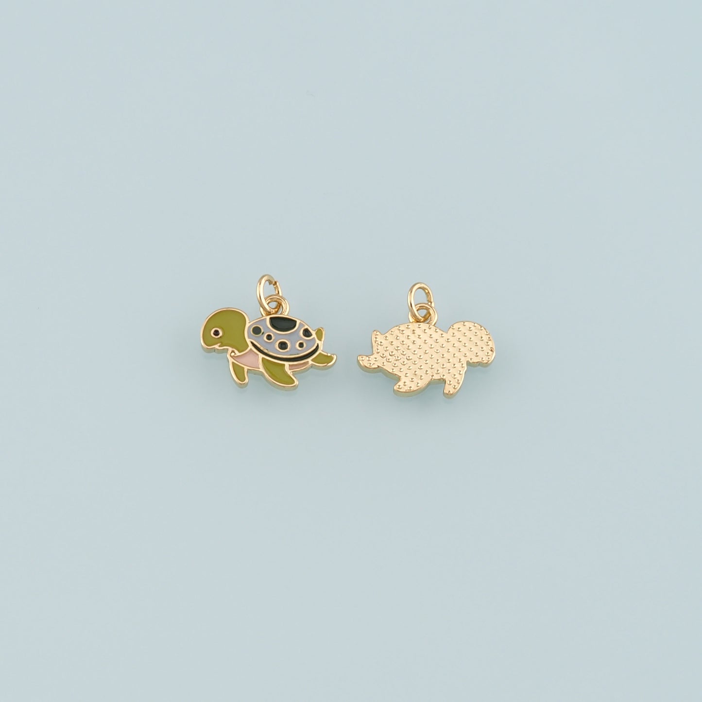 Gold Ocean Charms,18K Gold Filled Turtle Pendant,Enamel Turtle Charm Bracelet Necklace for DIY Jewelry Making Supply