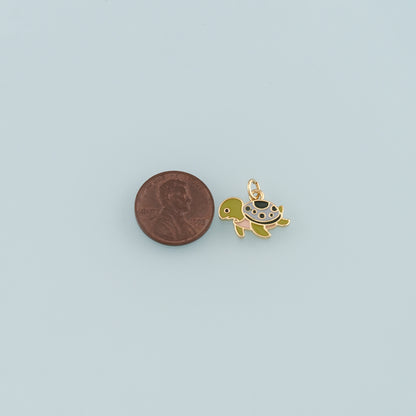 Gold Ocean Charms,18K Gold Filled Turtle Pendant,Enamel Turtle Charm Bracelet Necklace for DIY Jewelry Making Supply