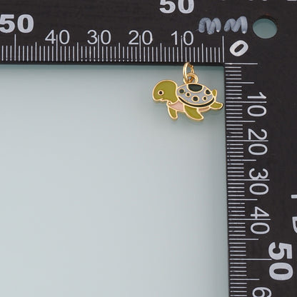 Gold Ocean Charms,18K Gold Filled Turtle Pendant,Enamel Turtle Charm Bracelet Necklace for DIY Jewelry Making Supply