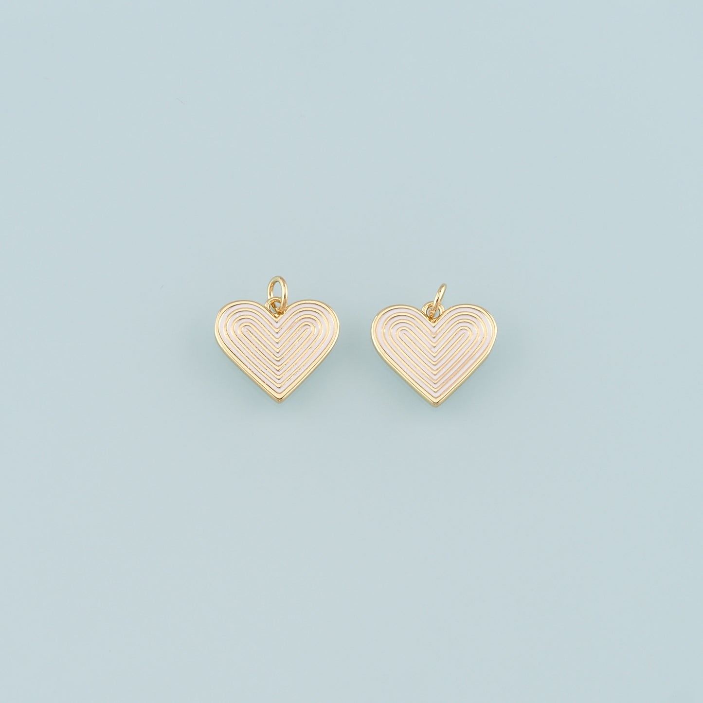 18K Gold Filled Heart Pendant,Enamel Heart Charm Bracelet Necklace for DIY Jewelry Making Supply