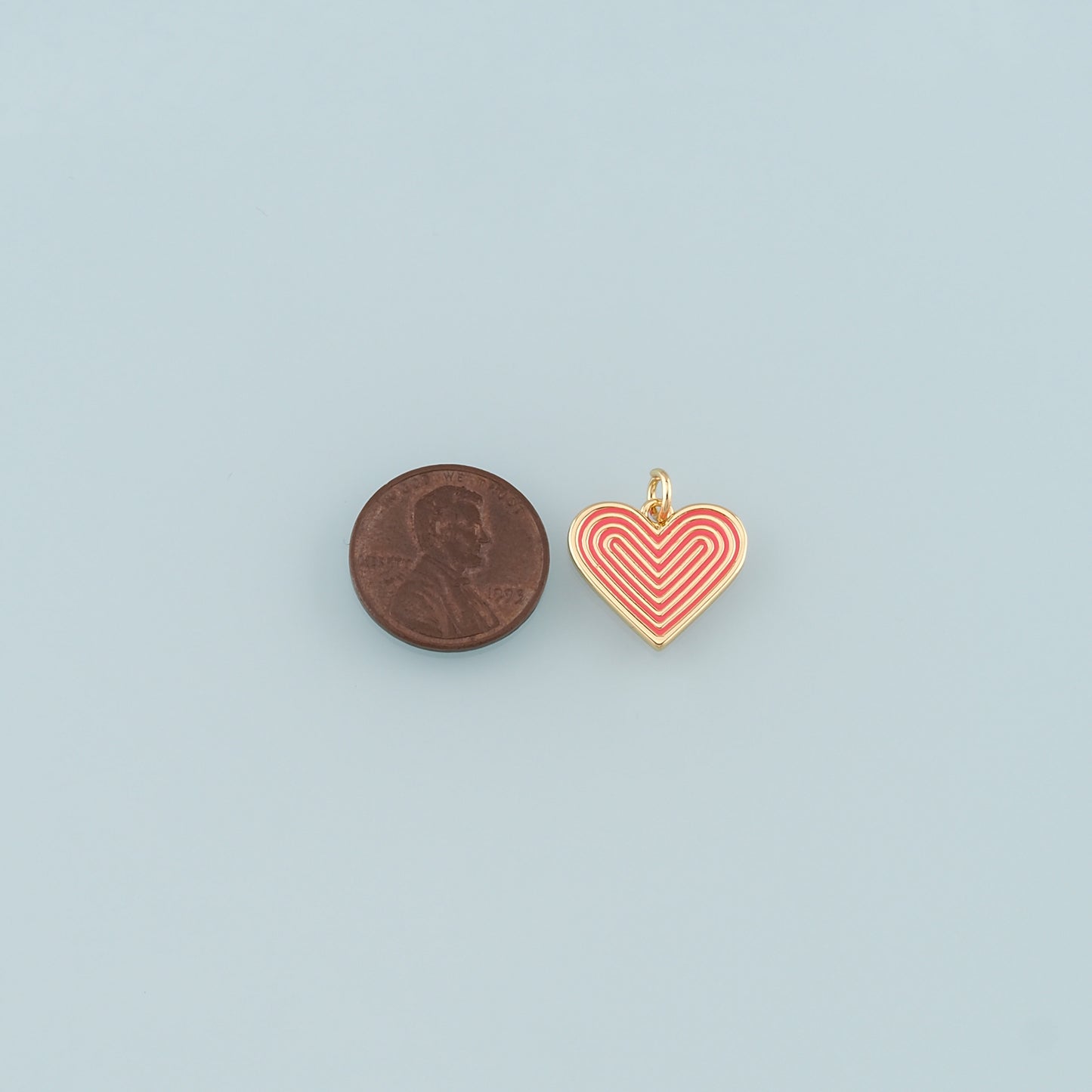 18K Gold Filled Heart Pendant,Enamel Heart Charm Bracelet Necklace for DIY Jewelry Making Supply