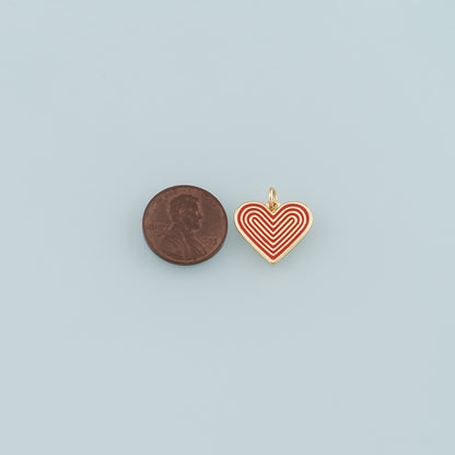 18K Gold Filled Heart Pendant,Enamel Heart Charm Bracelet Necklace for DIY Jewelry Making Supply