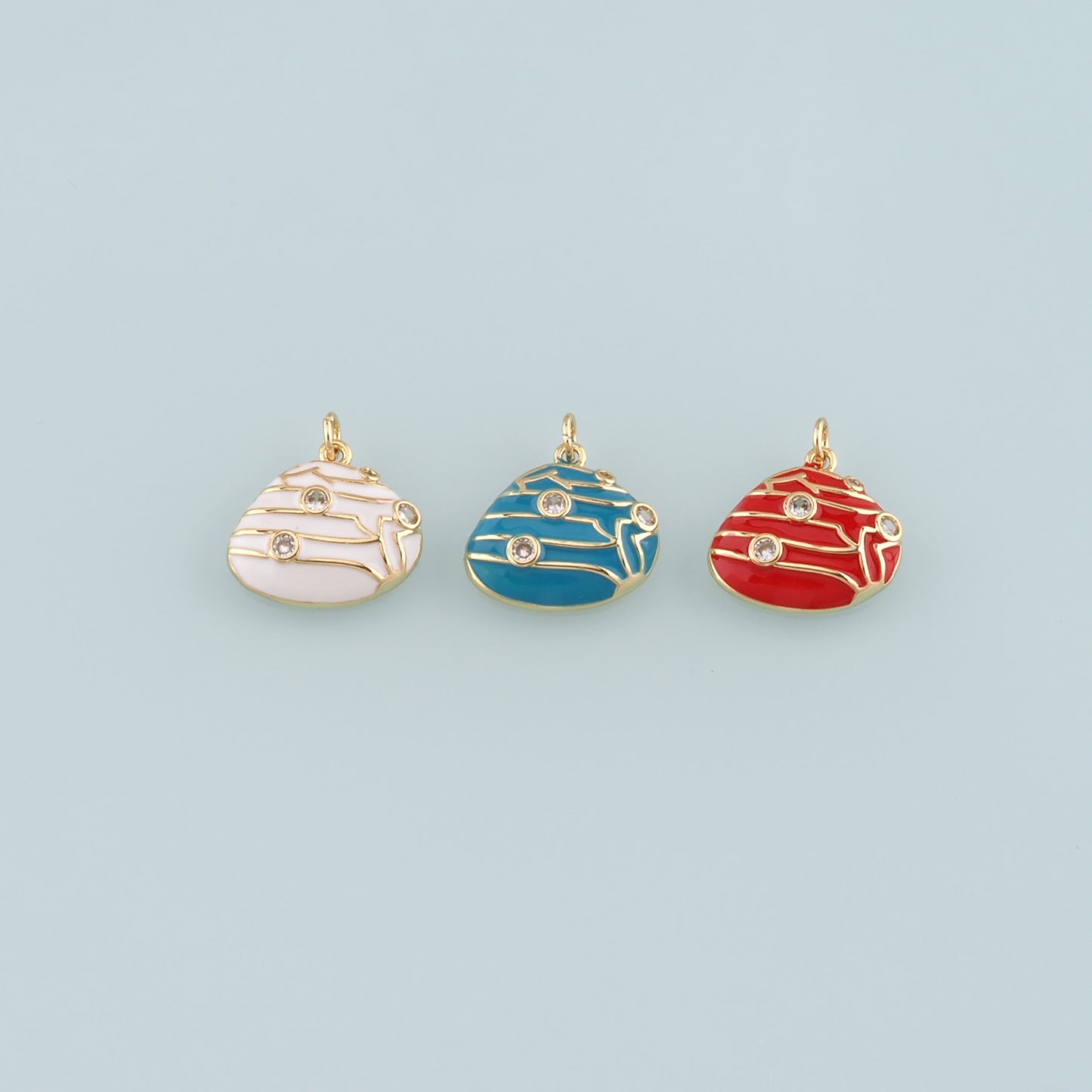 Gold Conch Charms,18K Gold Filled Conch Pendant,Enamel Conch Shell Charm Bracelet Necklace for DIY Jewelry Making Supply