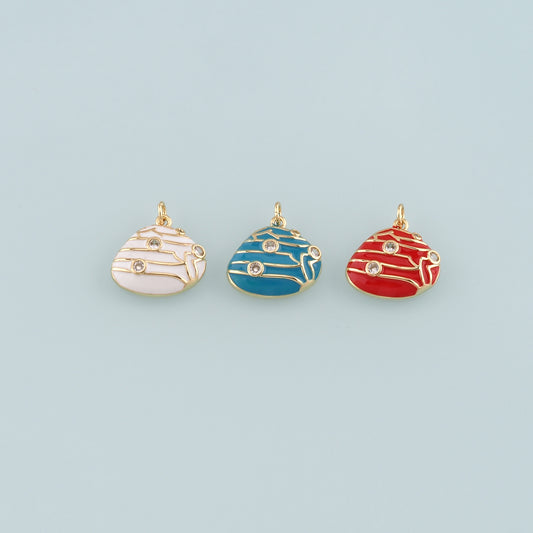 Gold Conch Charms,18K Gold Filled Conch Pendant,Enamel Conch Shell Charm Bracelet Necklace for DIY Jewelry Making Supply