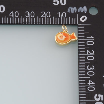 Gold Food Charms,18K Gold Filled Gourmet Food Pendant,Enamel Gourmet Food Charm Bracelet Necklace for DIY Jewelry Making Supply