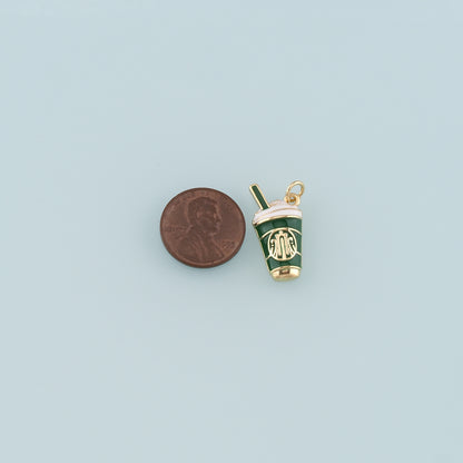 18K Gold Filled Drinks Pendant,Enamel Drinks Charm Bracelet Necklace for DIY Jewelry Making Supply