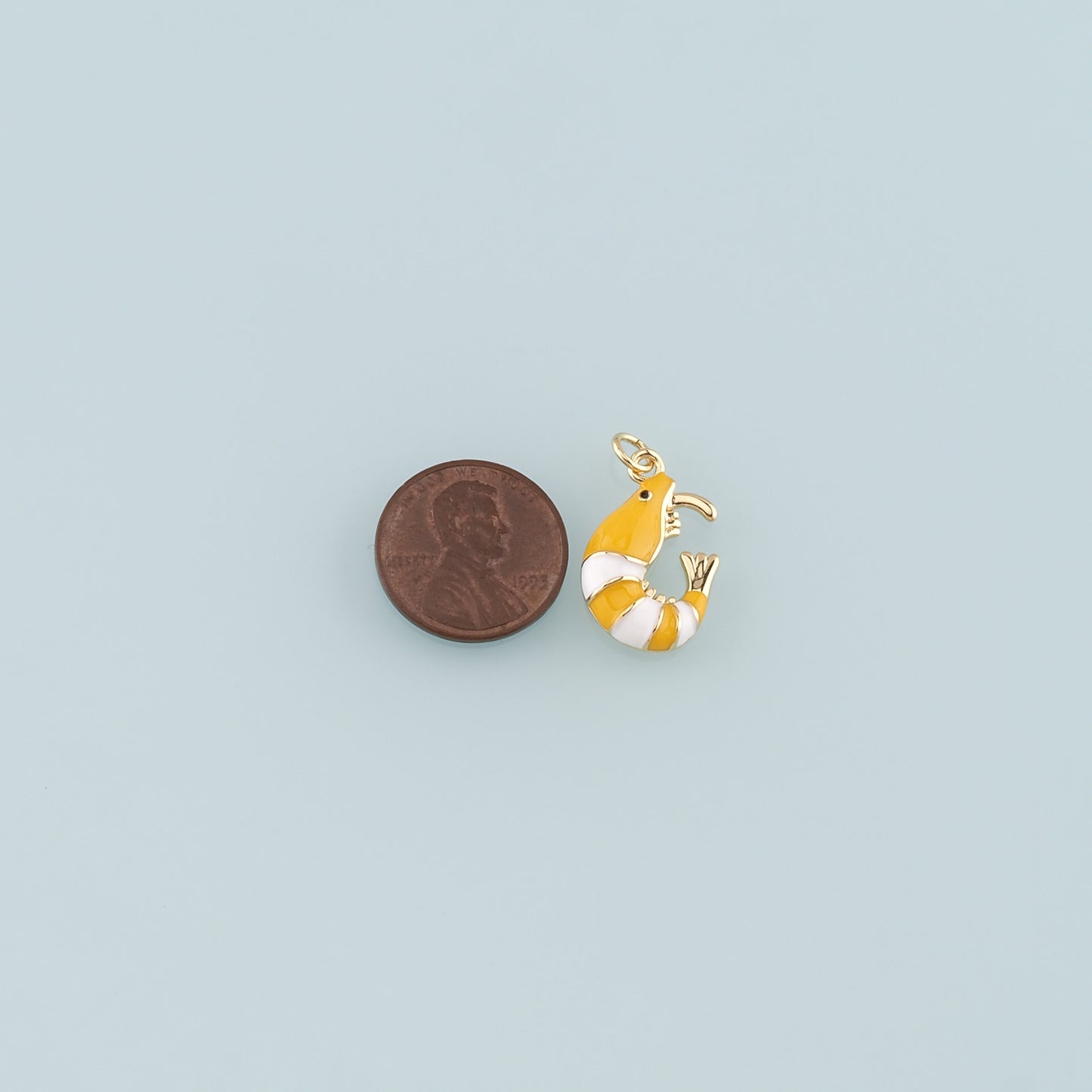 Gold Ocean Charms,18K Gold Filled Shrimp Pendant,Enamel Shrimp Charm Bracelet Necklace for DIY Jewelry Making Supply