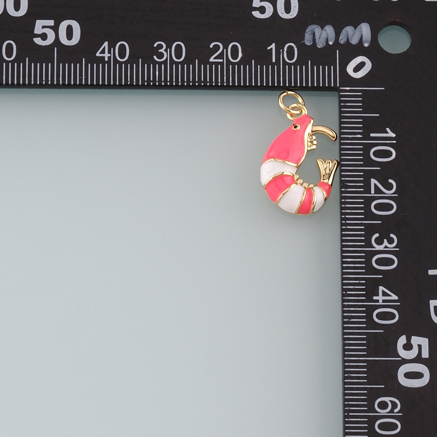 Gold Ocean Charms,18K Gold Filled Shrimp Pendant,Enamel Shrimp Charm Bracelet Necklace for DIY Jewelry Making Supply