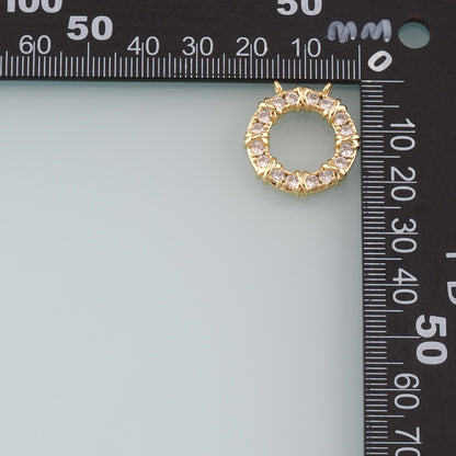 18K Gold Filled Round Pendant,CZ Micro Pave Round Charm Bracelet Necklace for DIY Jewelry Making Supply