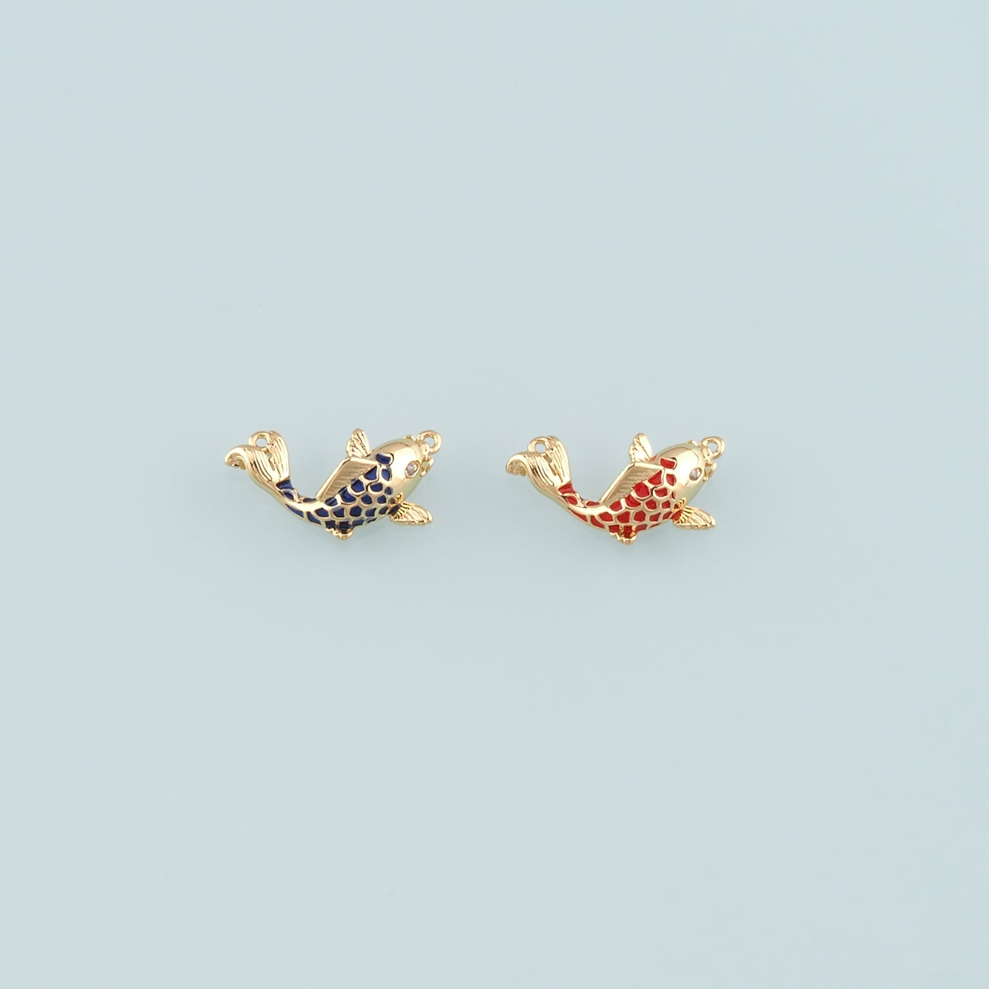 Gold Fish Charms,18K Gold Filled Fish Pendant,Enamel Ocean Charm Bracelet Necklace for DIY Jewelry Making Supply