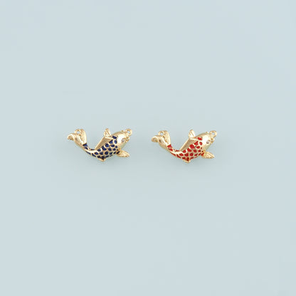 Gold Fish Charms,18K Gold Filled Fish Pendant,Enamel Ocean Charm Bracelet Necklace for DIY Jewelry Making Supply