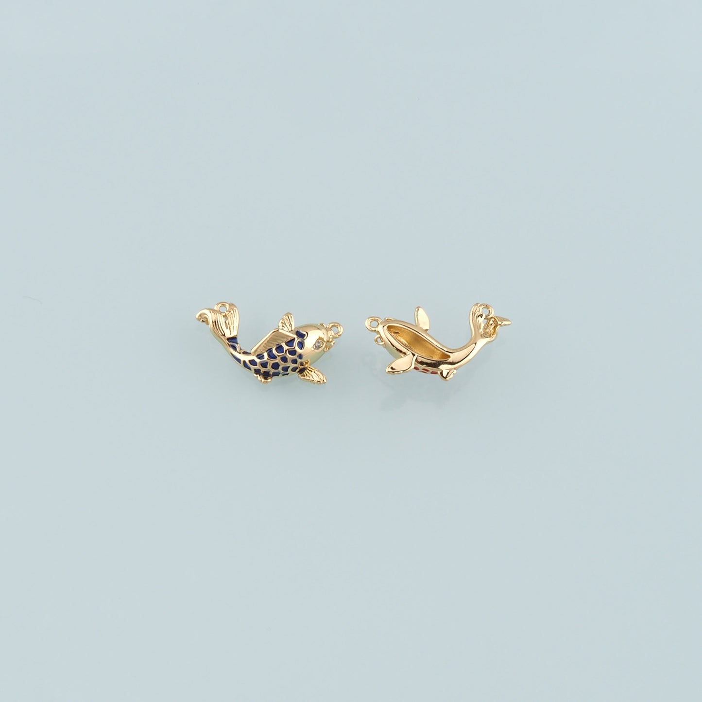 Gold Fish Charms,18K Gold Filled Fish Pendant,Enamel Ocean Charm Bracelet Necklace for DIY Jewelry Making Supply