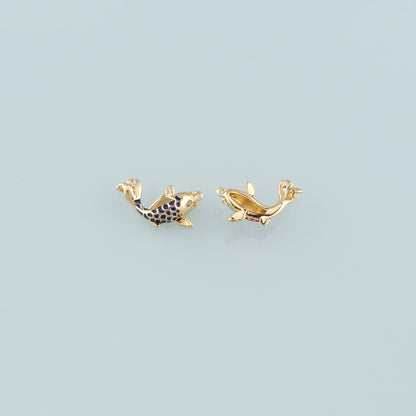 Gold Fish Charms,18K Gold Filled Fish Pendant,Enamel Ocean Charm Bracelet Necklace for DIY Jewelry Making Supply