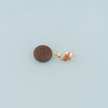 Gold Fish Charms,18K Gold Filled Fish Pendant,Enamel Ocean Charm Bracelet Necklace for DIY Jewelry Making Supply