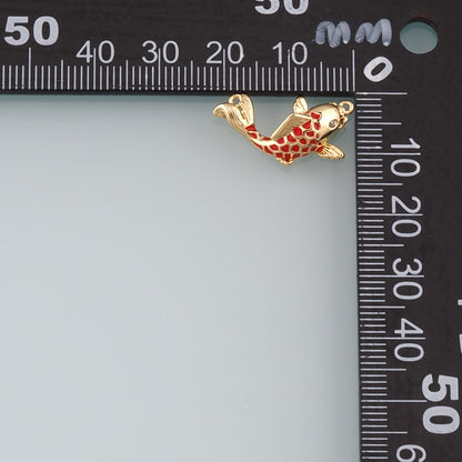 Gold Fish Charms,18K Gold Filled Fish Pendant,Enamel Ocean Charm Bracelet Necklace for DIY Jewelry Making Supply