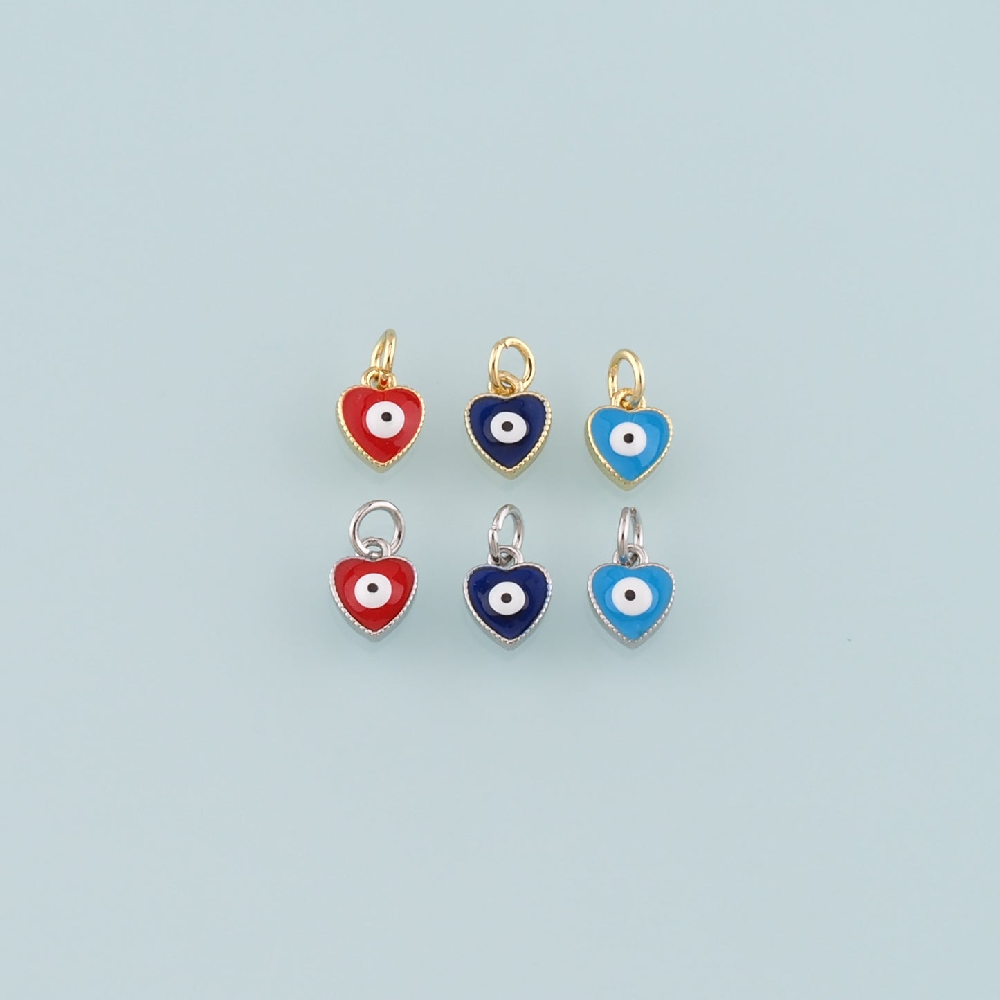Gold Evil Eye Charms,18K Gold Filled Heart Pendant,Enamel Heart Eye Charm Bracelet Necklace for DIY Jewelry Making Supply