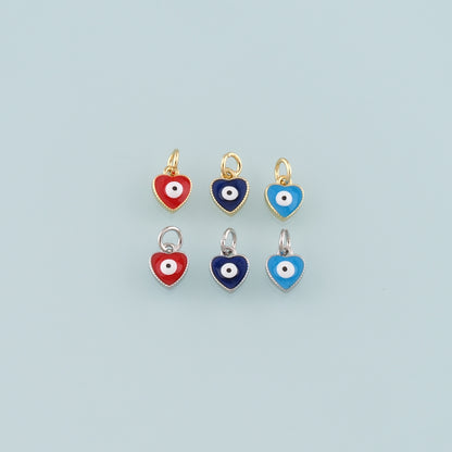 Gold Evil Eye Charms,18K Gold Filled Heart Pendant,Enamel Heart Eye Charm Bracelet Necklace for DIY Jewelry Making Supply